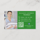 クリーニングサービスのグリーンフォトQRコードプレミアム 名刺 (裏面)