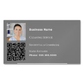 クリーニングサービスのグレーフォトQRコード マグネット名刺 (正面)