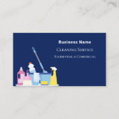 クリーニングサービスのネイビーブルーQRコード 名刺 (正面)