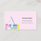 クリーニングサービスのピンクのQRコードフォト 名刺 (正面)