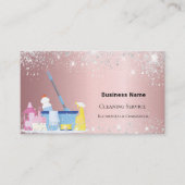 クリーニングサービスのピンクグリッターQRフォトプレミアム 名刺 (正面)