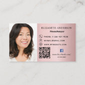 クリーニングサービスのピンクグリッターQRフォトプレミアム 名刺 (裏面)