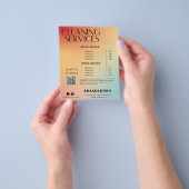 クリーニングサービスのホログラフィック勾配価格表 チラシ (手)