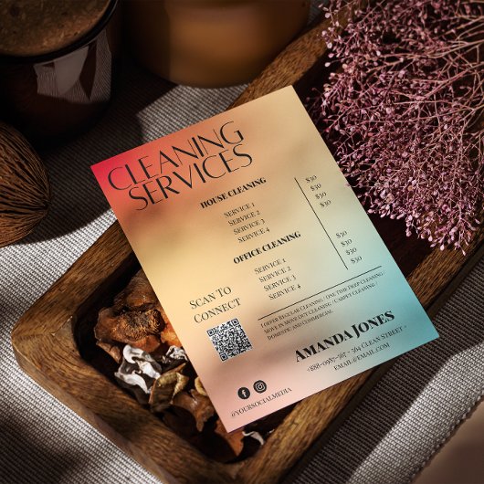 クリーニングサービスのホログラフィック勾配価格表 チラシ