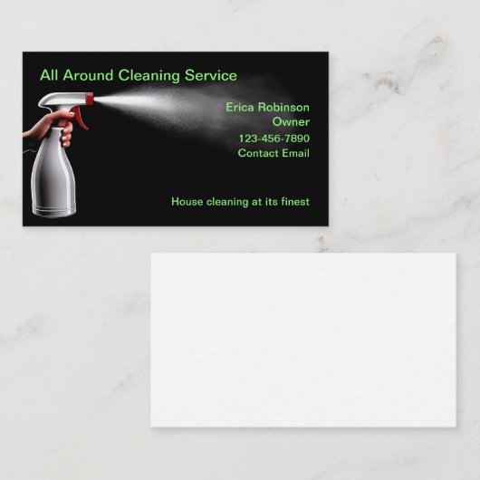 クリーニングサービスのミニマリスト名刺 名刺 (正面/裏面)