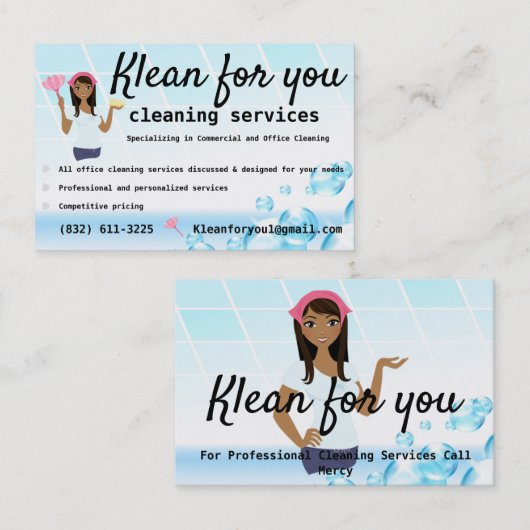 クリーニングサービスの白いタイルの泡 名刺 (正面/裏面)