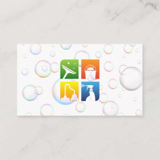 クリーニングサービスアイコン |シャボン玉 名刺 (裏面)