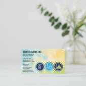 クリーニングサービスアイコン |水彩背景 名刺 (スタンド正面)