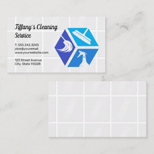 クリーニングサービスアイコン | 浴室タイル 名刺 (正面/裏面)