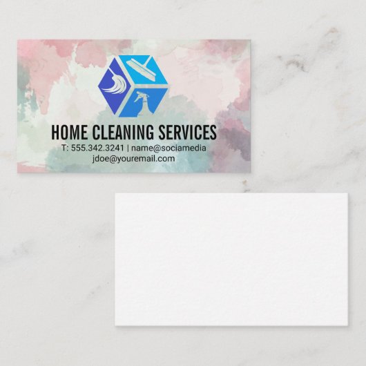クリーニングサービスアイコン | 白金ゴールド大理石 名刺 (正面/裏面)