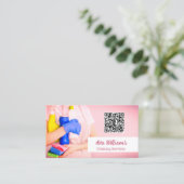 クリーニングサービスカスタムのQRコード 名刺 (スタンド正面)