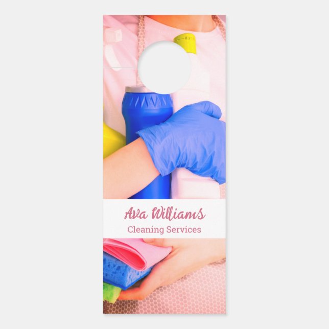 クリーニングサービスカスタムのQR ドアノブサイン (正面)