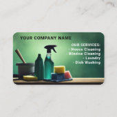 クリーニングサービスグリーンシルエット（写真付き） 名刺 (裏面)