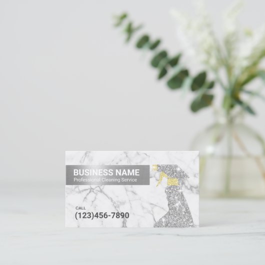 クリーニングサービストレンディーマーブルメモダンイド 名刺 (スタンド正面)