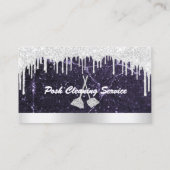 クリーニングサービスドリップグリッター大理石パープルシルバー 名刺 (裏面)