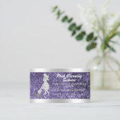 クリーニングサービスドリップグリッター大理石パープルシルバー 名刺 (スタンド正面)