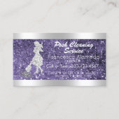 クリーニングサービスドリップグリッター大理石パープルシルバー 名刺 (正面)
