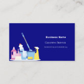 クリーニングサービスネイビーブルーフォトQRコード 名刺 (正面)