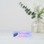 クリーニングサービスハウスキーパーピンクブルーグリッター1 スキニー名刺 (スタンド正面)