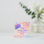 クリーニングサービスハウスキーパーピンクローズグリッター スクエア名刺 (スタンド正面)