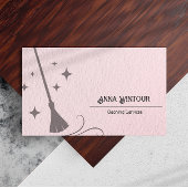 クリーニングサービスハウスキーパーQrコード赤面ピンク 名刺