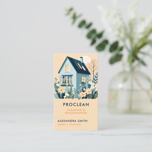 クリーニングサービスハウスキーピングフローライエローシック 名刺