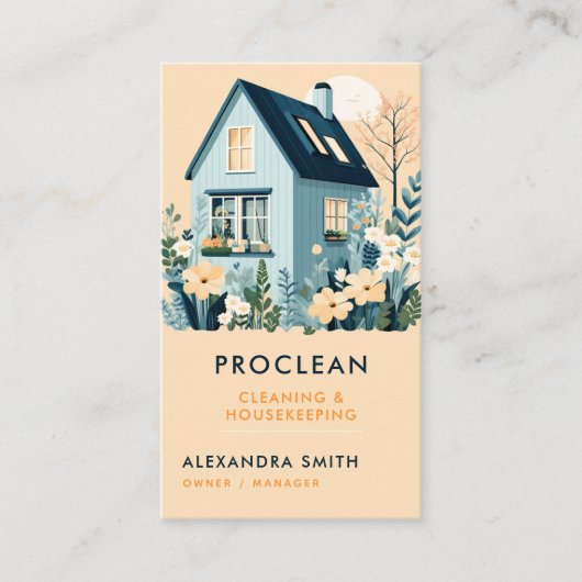 クリーニングサービスハウスキーピングフローライエローシック 名刺 (正面)