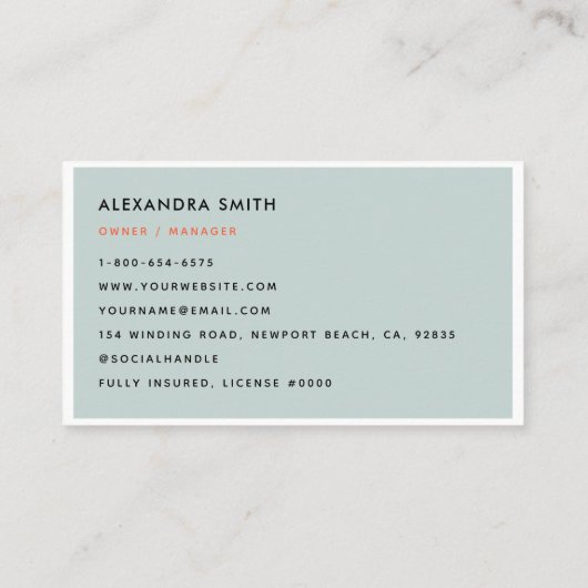 クリーニングサービスハウスキーピングレトロシッククラシー 名刺 (裏面)