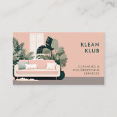 クリーニングサービスハウスキーピングレトロピンククラシー 名刺 (正面)
