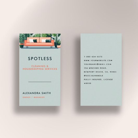 クリーニングサービスハウスキーピングレトロプロフェッショナル 名刺