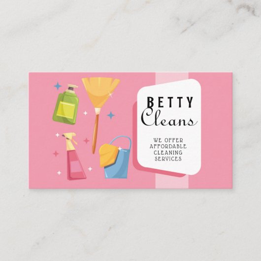 クリーニングサービスハウスクリーナーレトロ 名刺 (正面)