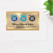 クリーニングサービスハウスロゴ |メタリック金ゴールド (デスク)