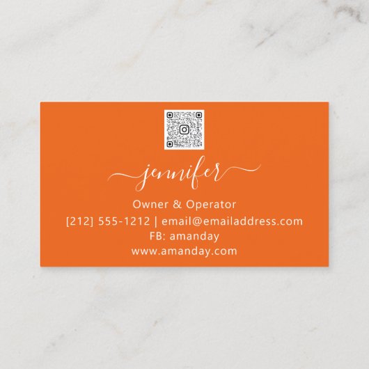 クリーニングサービスハウス保のメイドオレンジ金ゴールド 名刺 (裏面)