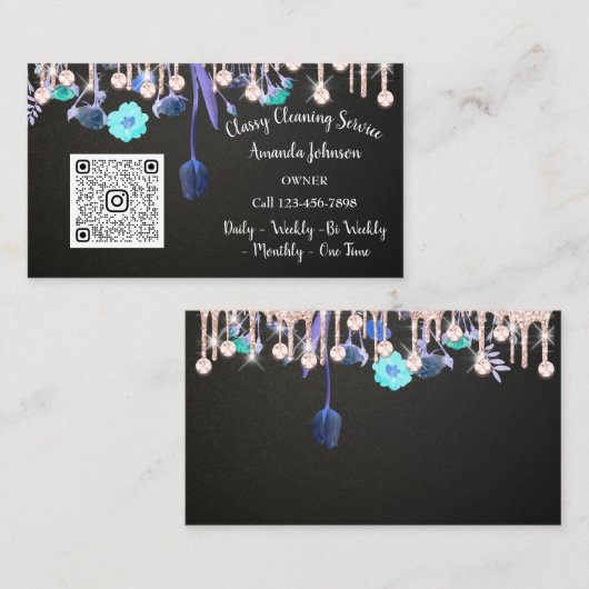 クリーニングサービスバラメイドQRフローラの乾燥 名刺 (正面/裏面)