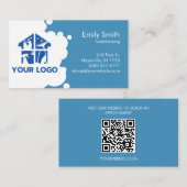 クリーニングサービスフォカスタムームのロゴQRコードバス 名刺 (正面/裏面)