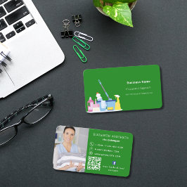 クリーニングサービスフォレストのグリーンフォトQRコード 名刺