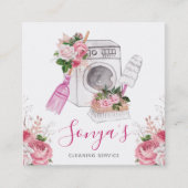 クリーニングサービスフローラ水色 スクエア名刺 (正面)