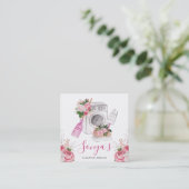 クリーニングサービスフローラ水色 スクエア名刺 (スタンド正面)