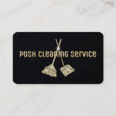 クリーニングサービスブラックおよび金属金ゴールドテンプレート 名刺 (裏面)