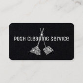 クリーニングサービスブラック+メタリックシルバーテンプレート 名刺 (裏面)