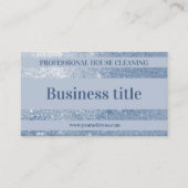 クリーニングサービスブルー銀金属グリッター 名刺 (正面)