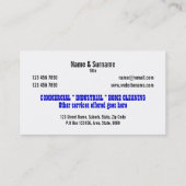 クリーニングサービスプロフェッショナルは個人化なります 名刺 (裏面)