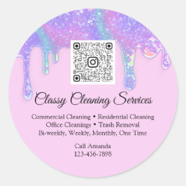 クリーニングサービスメイドハウスキーパーQRCodeドリップスCl ラウンドシール