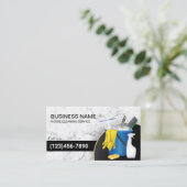 クリーニングサービスメイドハウスキーピングトレンディー大理石 名刺 (スタンド正面)