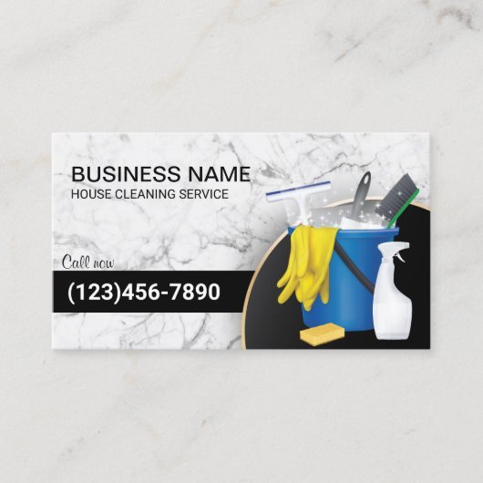 クリーニングサービスメイドハウスキーピングトレンディー大理石 名刺 (正面)