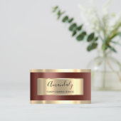 クリーニングサービスメイドハウス保の金ゴールドブラウン 名刺 (スタンド正面)