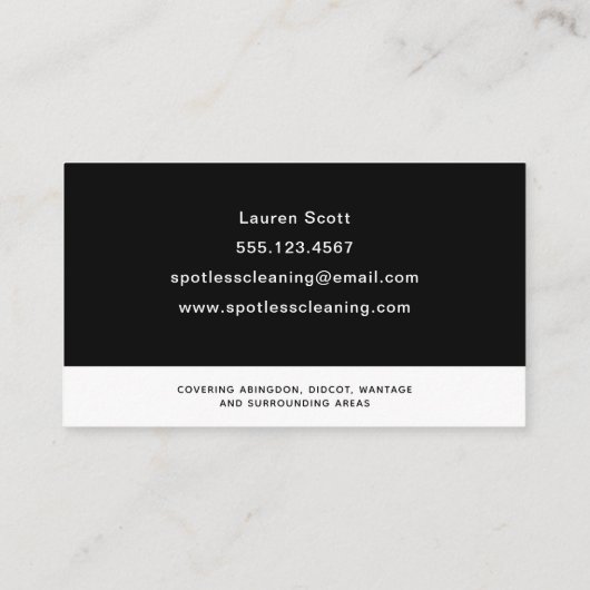 クリーニングサービスメイドブラックスプレーボトル 名刺 (裏面)
