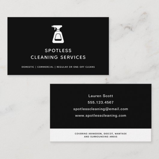 クリーニングサービスメイドブラックスプレーボトル 名刺 (正面/裏面)