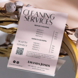 クリーニングサービスメイドプライスパステルピンク 招待状