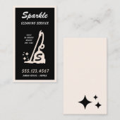 クリーニングサービスメイドレトロホワイトブラック コーリングカード (正面/裏面)